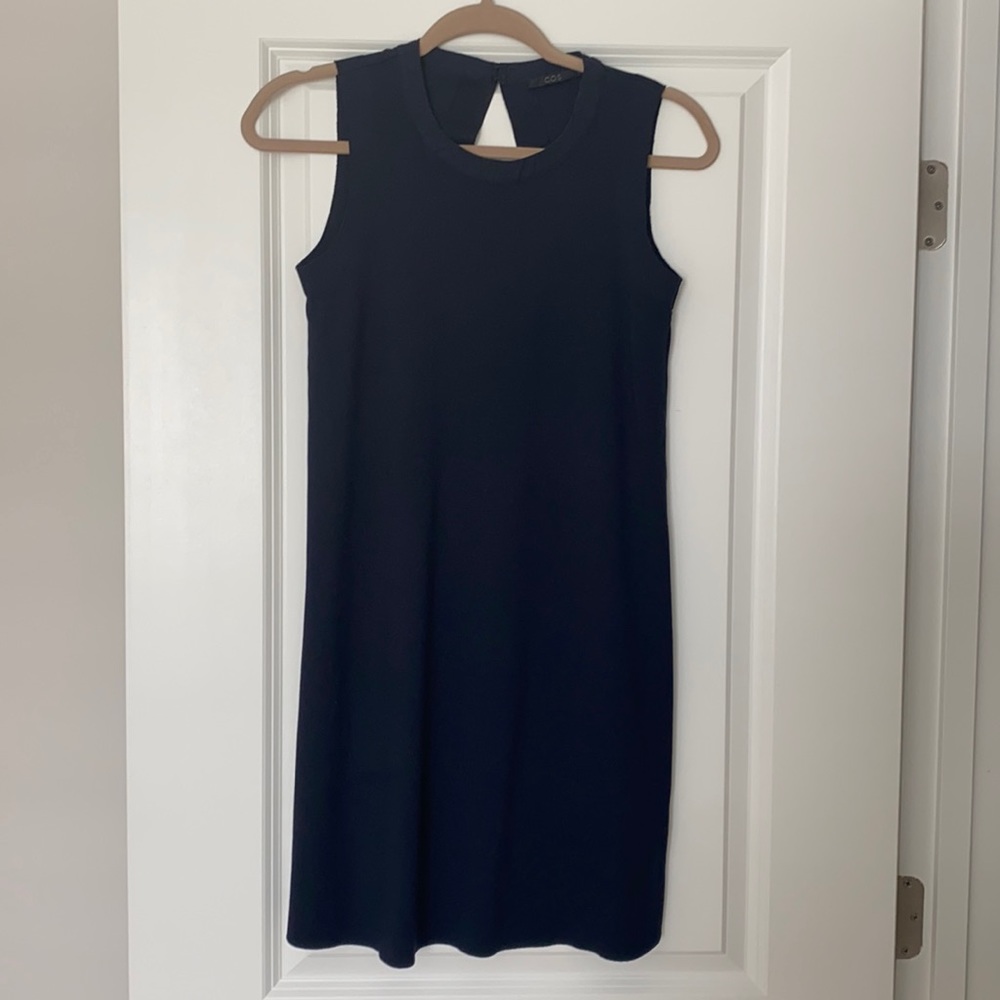 COS Navy Sleevless Round Neck Dress XS